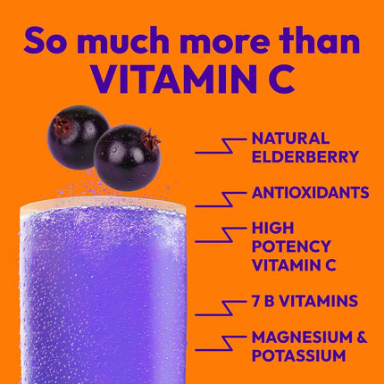 Emergen-C Elderberry Fizzy Drink Mix, Elderberry Immune Support, Natural Flavors, with High Potency Vitamin C, Elderberry, 18 Count