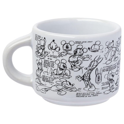 Silver Buffalo Disney Mickey Mouse Vintage Sketches Juego de 4 Tazas de Espresso Apilables de Cerámica, 3 Onzas