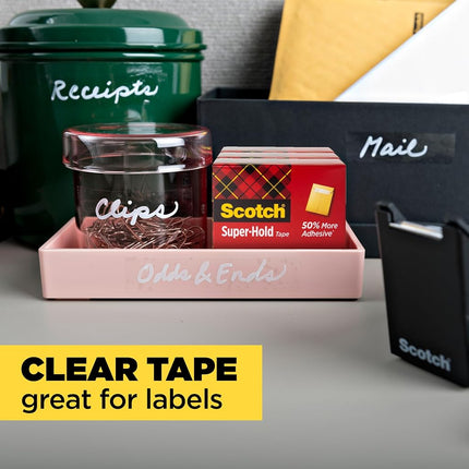Scotch Brand Super-Hold Tape, Strong and Durable, Clear Finish, Photo-Safe, Engineered for Office and Home Use, 3/4 x 800 Inches, 1 Inch Core, 10 Rolls (700S10)