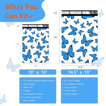 Vapulcio Thank You Poly Mailers 14.5x19 Inch 50 Pcs - Butterfly Printed Shipping Bags for Clothing - Waterproof and Tear Resistant Mailing Envelopes - Self-Sealing Packaging Bags for Small Business