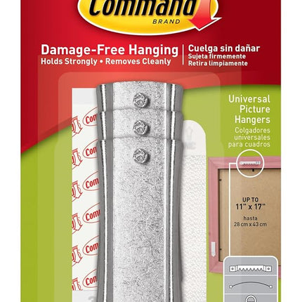 Command Large Universal Frame Hanger, 3-Hangers, 6-Strips, 6-Frame Stabilizer Strips, Decorate Damage