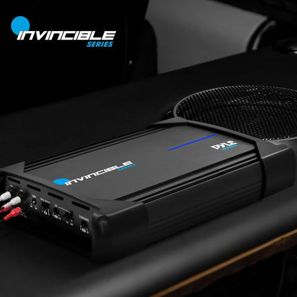 Amplificateur MOSFET Pyle 3000 W – Amplificateur audio de voiture monocanal, amplificateur mono de classe AB avec filtre passe-bas, amplification des basses, protection contre les courts-circuits, bornes RCA, design compact (31,4 x 20,6 x 5,8 cm)