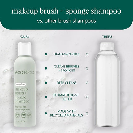EcoTools Makeup Brush Cleansing Pad + Deep Clean Shampoo Bundle, Brush Cleaner Mat & Makeup Brush Cleanser For Deep Cleaning Tools, Clean Formula, Cruelty-Free, & Vegan, 2 Piece Set