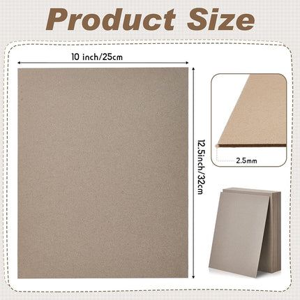 Lewtemi 20 Pcs Book Board 10 x 12.5 Inch, Binders Chipboard Designer Bookboard Kraft Heavy Duty Sheets Bookbinding Supplies for Binding Cover (0.098 Inch Thick)