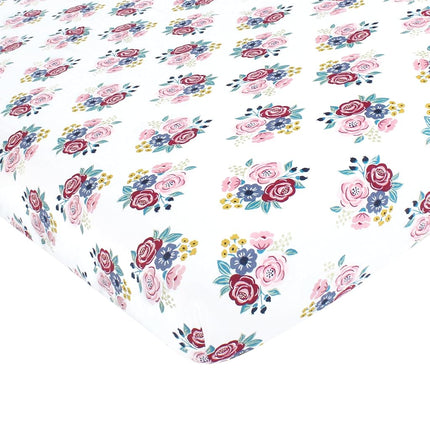 Drap-housse Hudson Baby unisexe en coton, motif floral rose et marine, taille unique