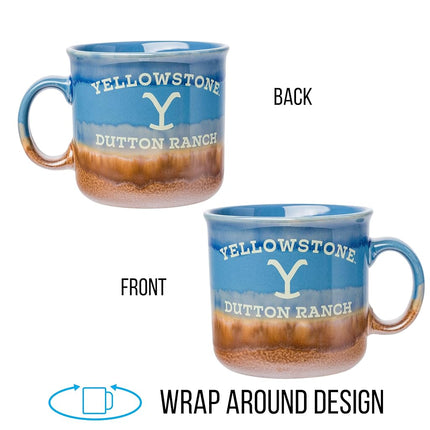 Silver Buffalo Yellowstone Dutton Ranch Reactive Glaze Ceramic Camper Mug, 20 Ounces