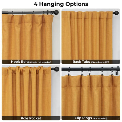HPD Half Price Drapes Faux Linen Textured Room Darkening Curtains for Bedroom 108 Inches Long (1 Panel), 100W X 108L Extra Wide Curtains for Living Room Home Decor, Dandelion Gold