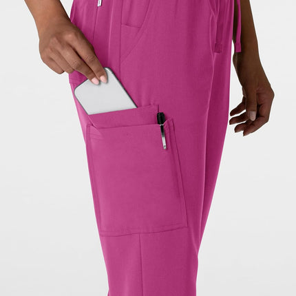 WonderWink Women's Jogger Utility Scrub Pant, Raspberry, 3X Petite