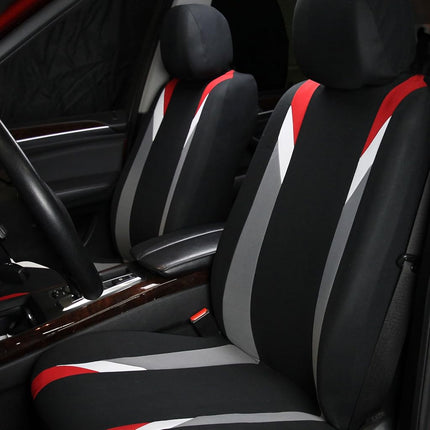 FH GROUP FH-FB033217 Three Row-Premium Modernistic Seat Covers Red / Black- Fit Most Car, Truck, Suv, or Van