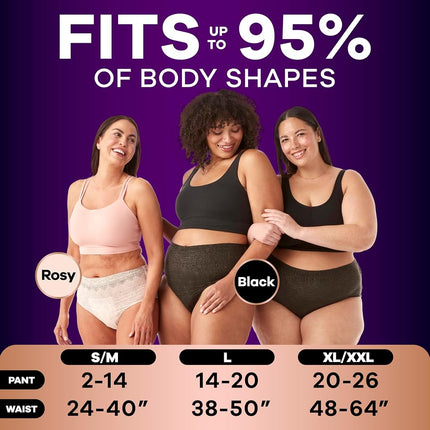 Ropa interior para incontinencia y posparto para mujer Always Discreet Boutique, protección máxima, talla grande, negra, 18 unidades