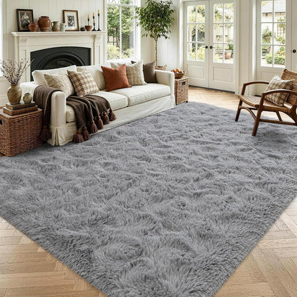 Noahas Fluffy Grey Rug for Living Room,5x8 Area Ru