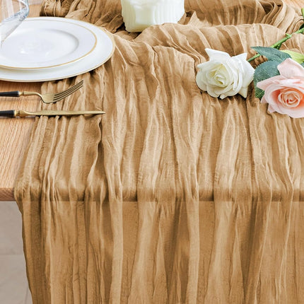 Wokceer Cheesecloth Table Runner Khaki 10FT Boho G
