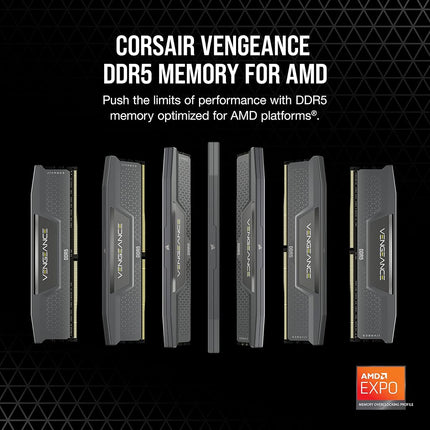 CORSAIR VENGEANCE DDR5 32GB (2x16GB) DDR5 Up to 6000MHz CL36 AMD EXPO Intel XMP iCUE Compatible Computer Memory – Grey (CMK32GX5M2E6000Z36)