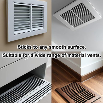 4 Pack PET Vent Covers with Nano Adhesive, 12" X 12" for Floor, Wall, Ceiling Vents and Air Registers, for RV, Home, Office AC Vents, Non-Magnetic, Fits on Plastic, Wood, Iron, Aluminum Vent Covers