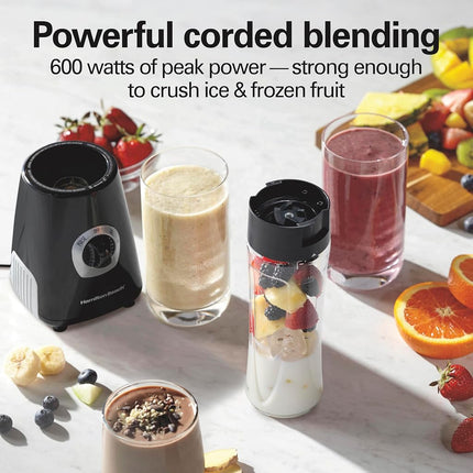 Mélangeur Hamilton Beach Go Sport avec pot en Tritan, capacité de 590 ml, puissance maximale de 600 watts, noir, 51143G