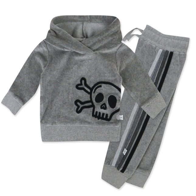HonestBaby Velour Pullover Hoodie and Zip Front Sw