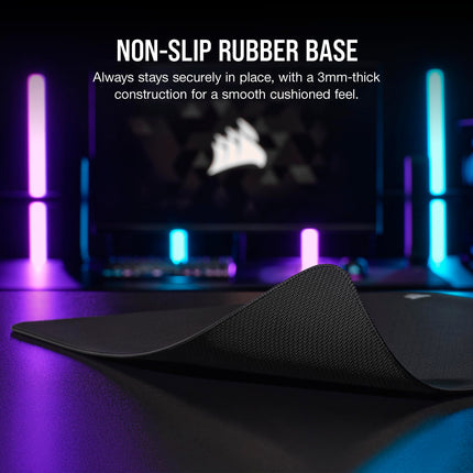 Corsair MM500 v2 Hybrid Cloth Gaming Large Mouse Pad – 45cm x 40cm – Spill-Proof Coating – Anti-Fray Stitched Edges – Non-Slip Rubber Base – Black