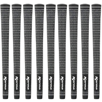 Karma Velour Black/White Standard Golf Grips (9 Pa