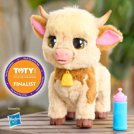Just Play furReal Maggie the Feed & Follow Cow, 28 cm Interactive Highland Mini Cow, for Boys and Girls, Ages 4 and Up