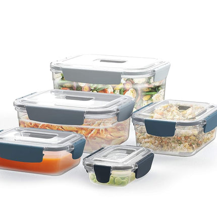 Joseph Joseph Nest Lock Plastic BPA Free Food Storage Container Set with Lockable Airtight Leakproof Lids, 10-Piece, Sky