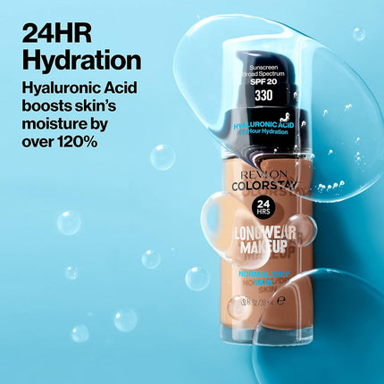 Liquid Foundation by Revlon, ColorStay Face Makeup for Normal and Dry Skin, SPF 20, Longwear Medium-Full Coverage with Matte Finish, Oil Free, 400 Caramel