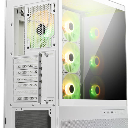MSI MAG PANO 110R PZ White - Mid-Tower Gaming PC Case - Tempered Glass Side Panel - 3 x 120mm ARGB Fans - Liquid Cooling Support up to 360mm Radiator - Mesh Panel for Optimized Airflow