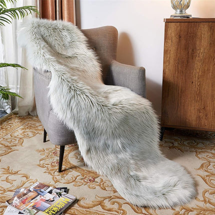EasyJoy Soft Faux Sheepskin Fur Chair Couch Cover Area Rug for Bedroom Floor Sofa Living Room (2 x 6 ft Sheepskin, Light Grey)