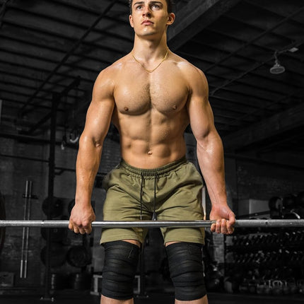 DMoose Fitness Knee Wraps for Weightlifting (Pair) - USPA Approved 78" Cotton Knee Straps for Powerlifting, Leg Press, Squats & Joint Stability - Reinforced Stitching Knee Wrap Support for Men & Women