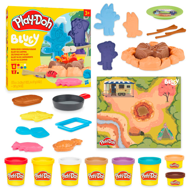 Play-Doh Bluey Goes Camping Playset with Campfire 