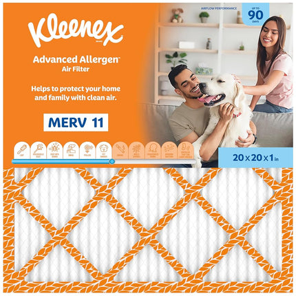 Kleenex Advanced Allergen Air Filter 20x20x1 Inches - 11 MERV RATING (4-Pack)