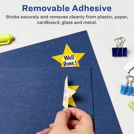 Avery Matte White Removable Star Labels with Sure Feed Technology, Print-to-The-Edge, 2-1/4" x 2-3/8", 600 Removable Labels, Laser/Inkjet Printable Labels