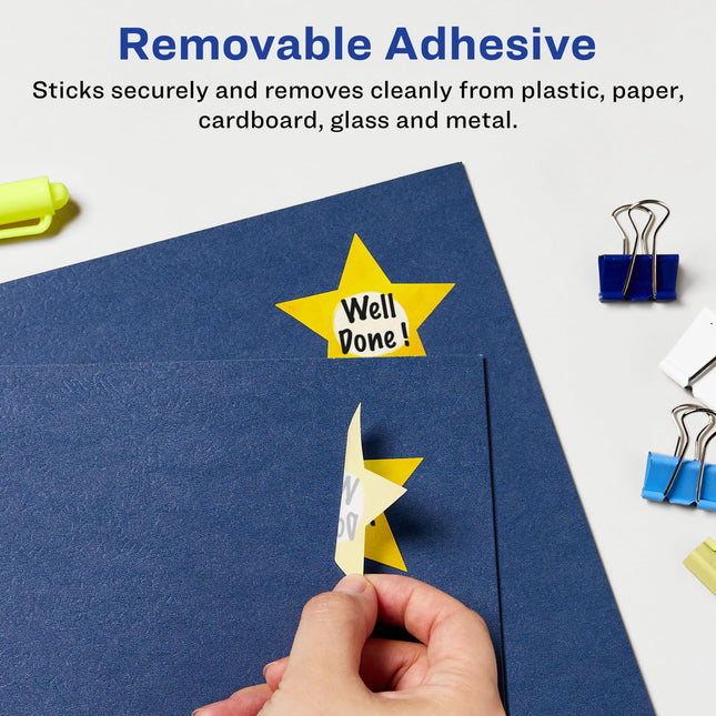 Avery Matte White Removable Star Labels with Sure Feed Technology, Print-to-The-Edge, 2-1/4" x 2-3/8", 600 Removable Labels, Laser/Inkjet Printable Labels