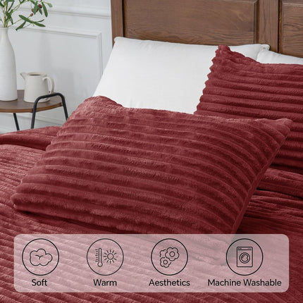 BEDELITE Fleece Twin Comforter Set -Super Soft & Warm Fluffy Burgundy Bedding, Luxury Fuzzy Heavy Bed Set for Winter with 1 Pillow case
