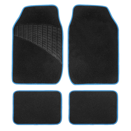 FH Group F14503 BLUE Color-Trimmed Liners Non-Slip Car Floor Mats with Rubber Heel Pad – Full Set