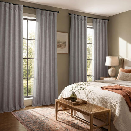 HPD Half Price Drapes Faux Linen Room Darkening Curtains - 120 Inches Long Luxury Linen Curtains for Bedroom & Living Room (1 Panel), 50W X 120L, Clay