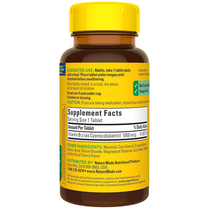 Nature Made Vitamin B-12 1000 MCG Sublingual, 50 Count