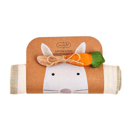 Mud Pie Bunny Towel & Spreader Sets, Pink, 26" x 16 1/2"
