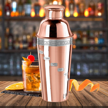 OGGI 15 Recipe Dial-A-Drink Stainless Steel Cocktail Shaker, 34 oz