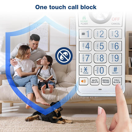 VTech IS8151-2 Super Long Range 2 Handset DECT 6.0 Cordless Phone for Home with Answering Machine, 2300 ft Range, Call Blocking, Bluetooth, Headset Jack, Power Backup, Intercom, Expandable to 12 HS
