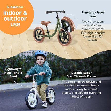 Retrospec Cub 2 Toddler 12" Balance Bike, 18 Months - 3 Years Old, No Pedal Beginner Kids Bicycle for Girls & Boys, Flat-Free Tires, Adjustable Seat, & Durable Frame