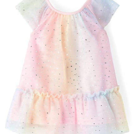 The Children's Place Baby Girls' and Toddler Short Sleeve Dressy Dresses, Bright Pink Rainbow, 3-6 Months