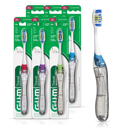Gum Folding Travel Toothbrush with Antibacterial Soft Bristles (Pack of 6)