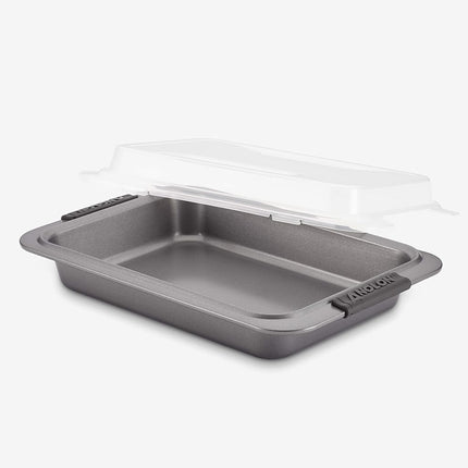 Anolon Advanced Nonstick Bakeware 9-Inch x 13-Inch Covered Cake Pan, Gray with Silicone Grips
