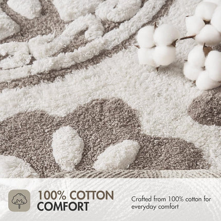 Madison Park Casablanca Tapis de Bain en Coton Touffeté à Motif Médaillon Floral Ultra Doux Antidérapant Mignon Chic, 50x76 cm Gris