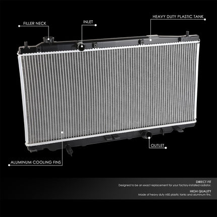 DNA MOTORING Radiador de aluminio de 1 fila estilo OE compatible con modelos eléctricos Honda Fit EV 13-14, OEM-RA-13416