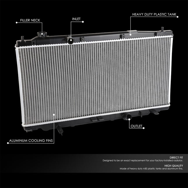 DNA MOTORING Radiador de aluminio de 1 fila estilo OE compatible con modelos eléctricos Honda Fit EV 13-14, OEM-RA-13416
