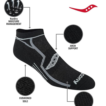 Saucony Men's Multi-pack Bolt Performance Comfort Fit No-Show Socks