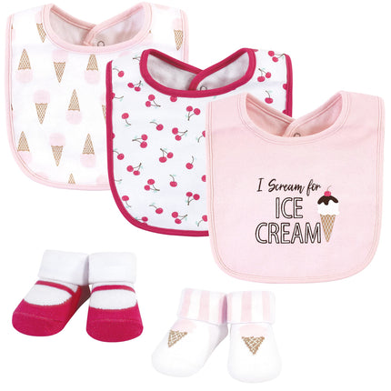 Hudson Baby Unisex Baby Cotton Bib and Sock Set, I