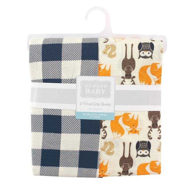 Drap-housse Hudson Baby 2 pièces en coton pour lit de bébé, motif forêt, taille unique