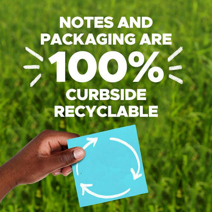 Post-it 100% Recycled Paper Super Sticky Pop-up Notes, 18 Sticky Note Pads, 3 in. x 3 in., Wanderlust Pastels Collection, New Year Organization or Second Semester School Supplies